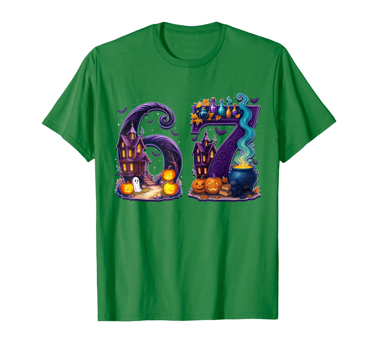 67 Halloween Meme 6 7 Skeleton Six Seven Numbers Funny Bruh T-Shirt