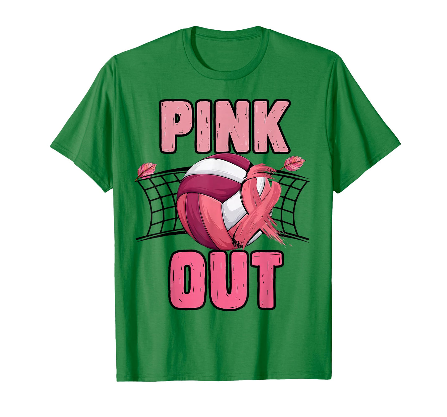 Pink Out Volleyball Breast Cancer Awareness Ribbon Volley T-Shirt