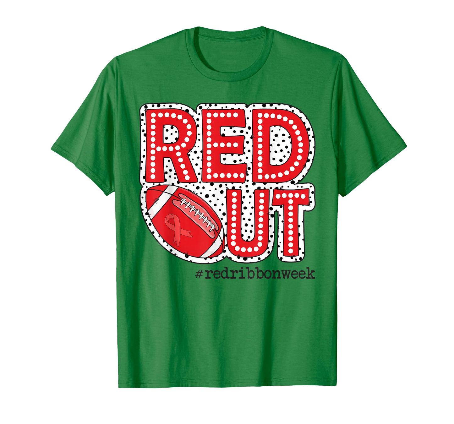 Red Out Football Fan Red Ribbon Week Awareness School Spirit T-Shirt