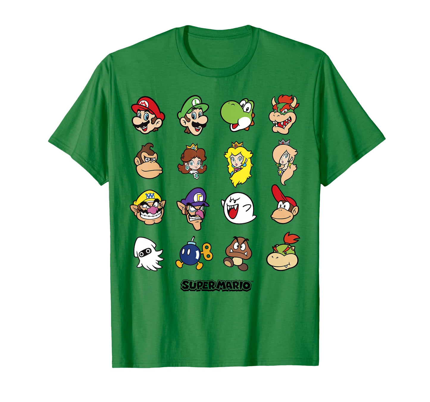 Nintendo Super Mario Character Faces Grid Graphic T-Shirt