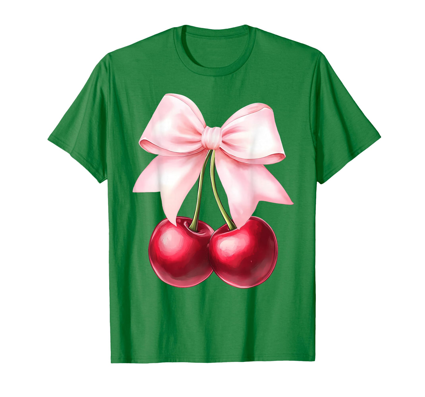Pink Coquette Bow Cherry Birthday Cute Women Kids Girls T-Shirt