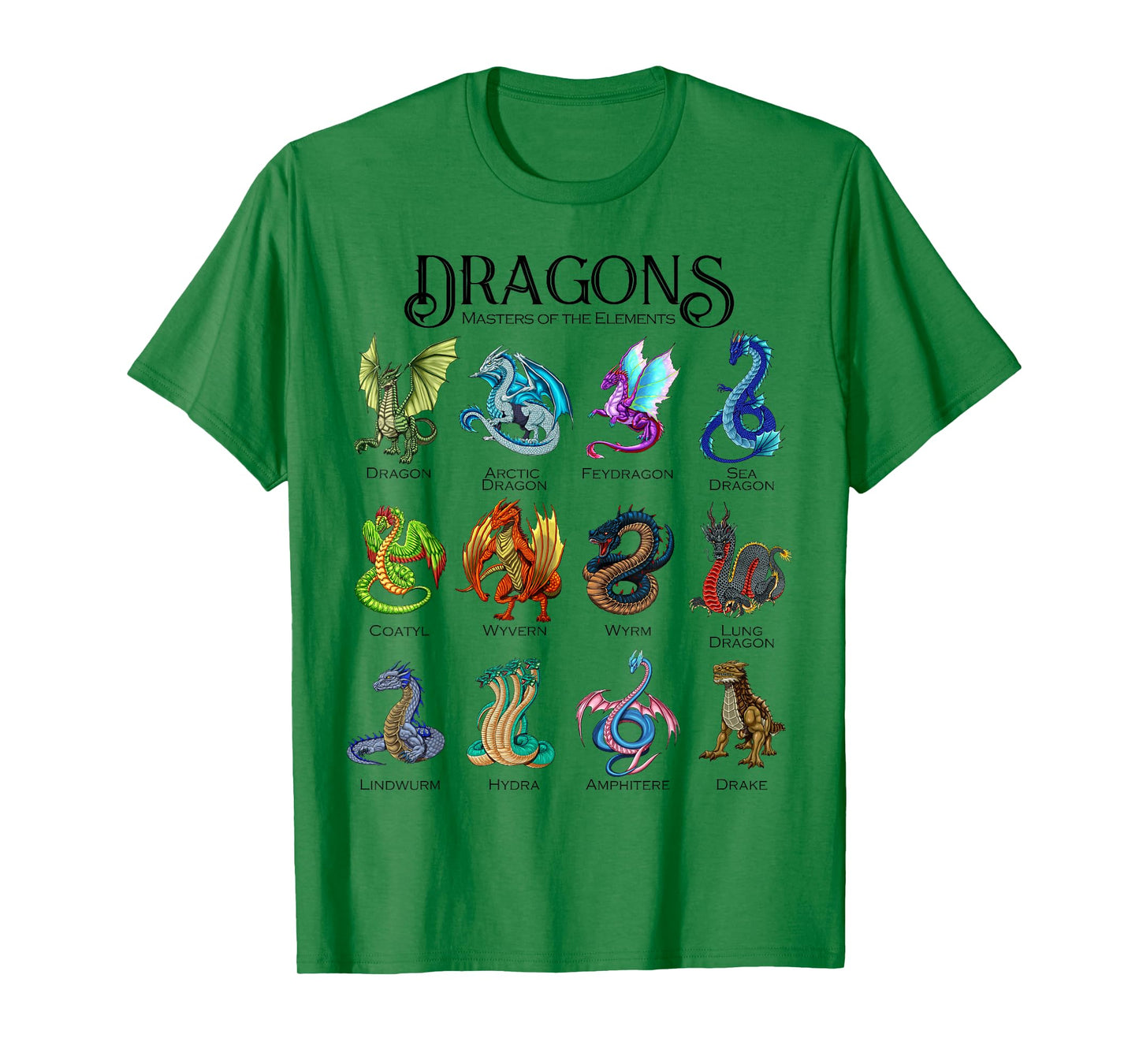 Masters of the Elements - Types of Dragons T-Shirt