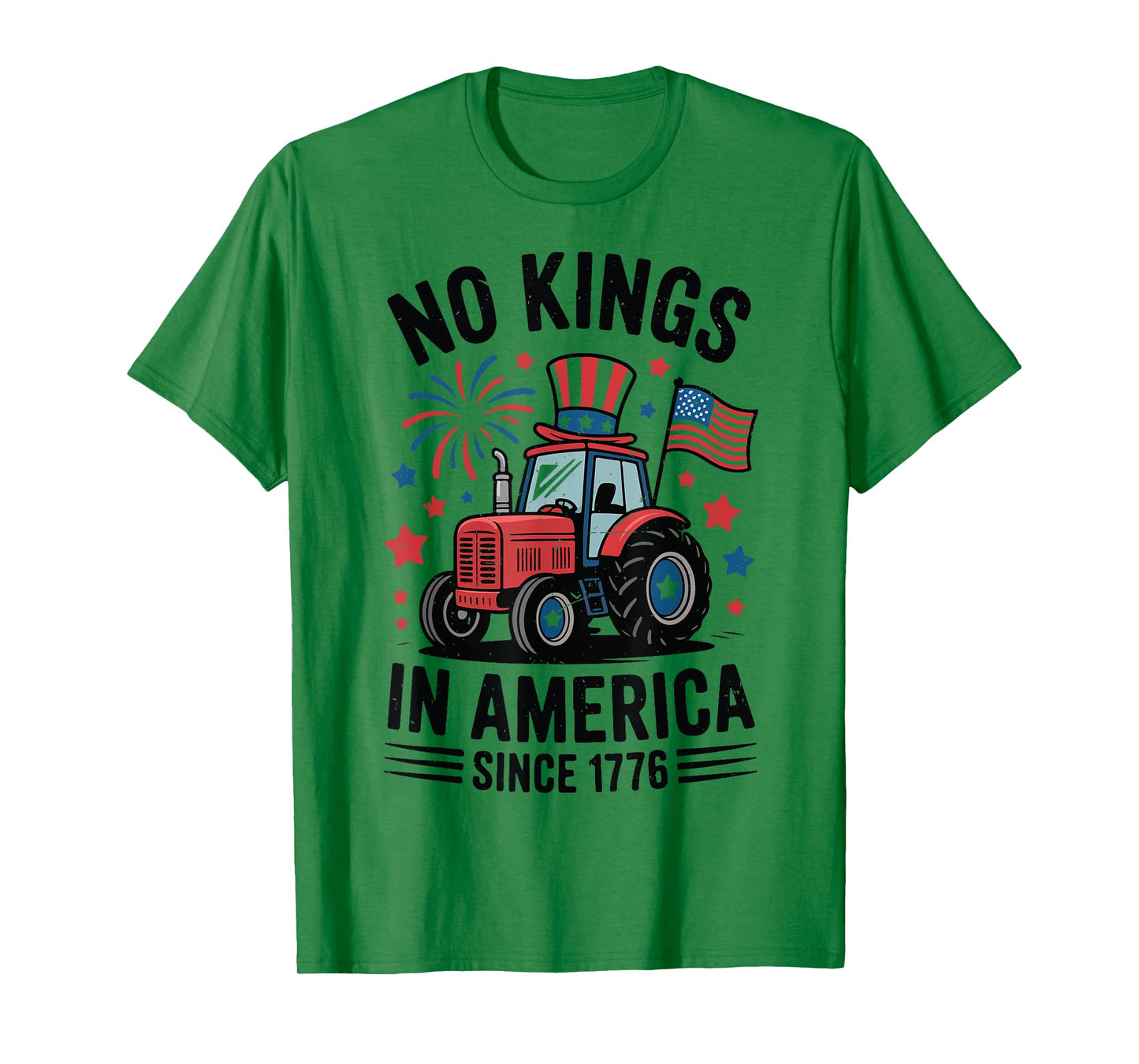 Toddler No Kings In America Flag 4th July Tractor Patriotic T-Shirt