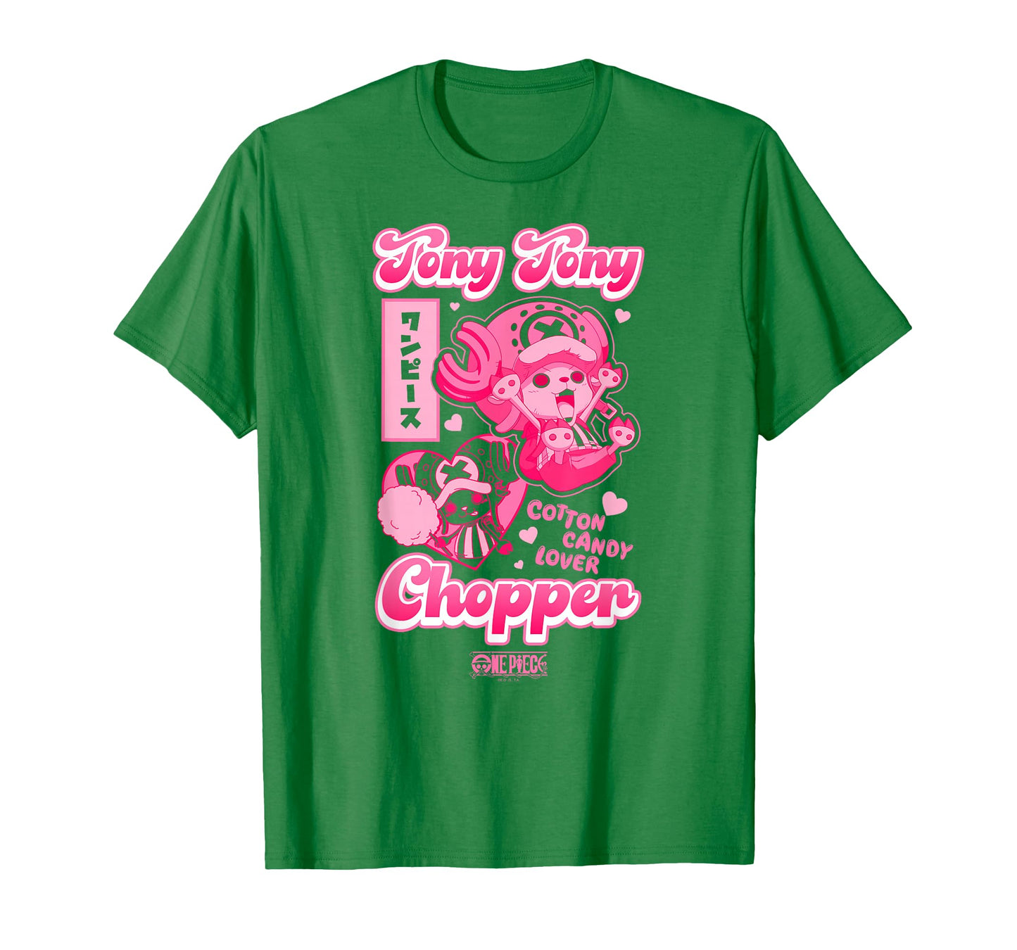 One Piece Anime Tony Tony Chopper Bright Pink Hearts T-Shirt
