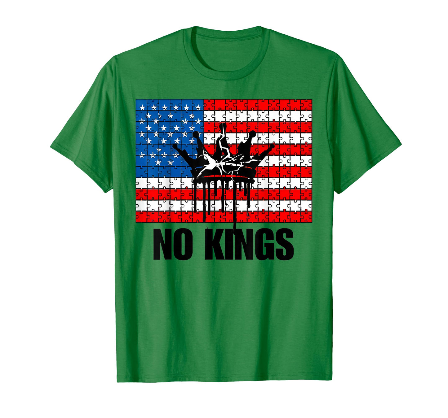 No Kings Shirt No Kings USA Flag Puzzle Piece T-Shirt