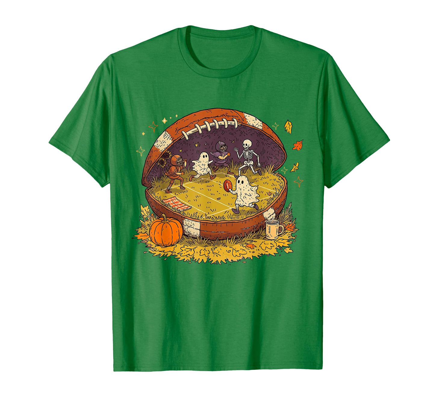 Halloween Fall Vibes Football Season Game Day Autumn Pumpkin T-Shirt