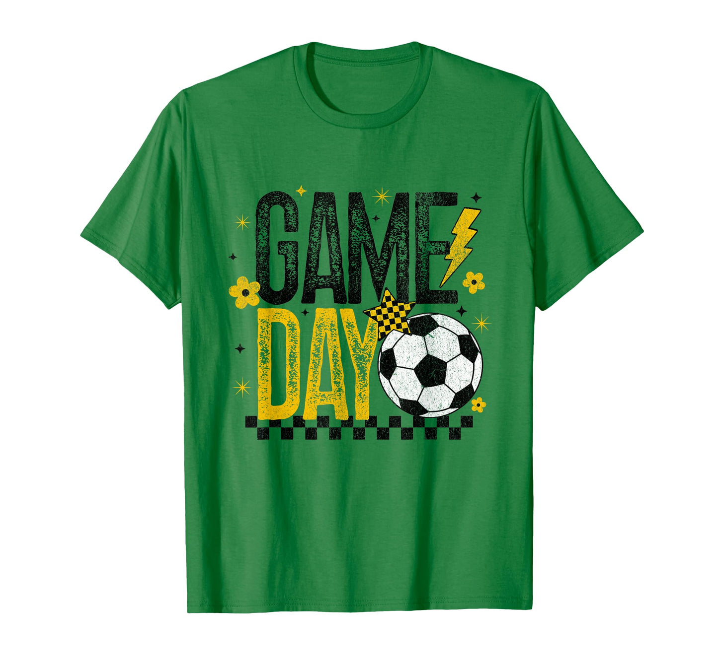 Game Day Retro Soccer Season Black & Yellow Gold T-Shirt