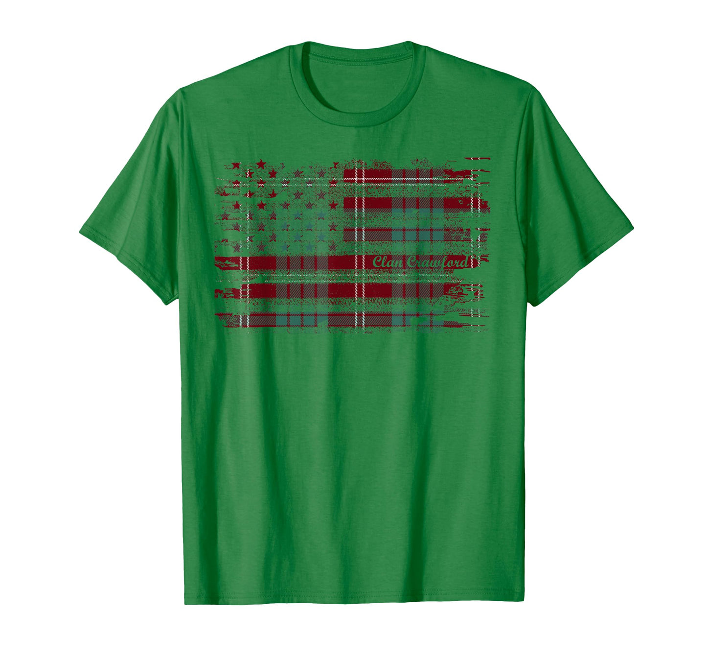 Crawford surname american flag scottish clan tartan T-Shirt