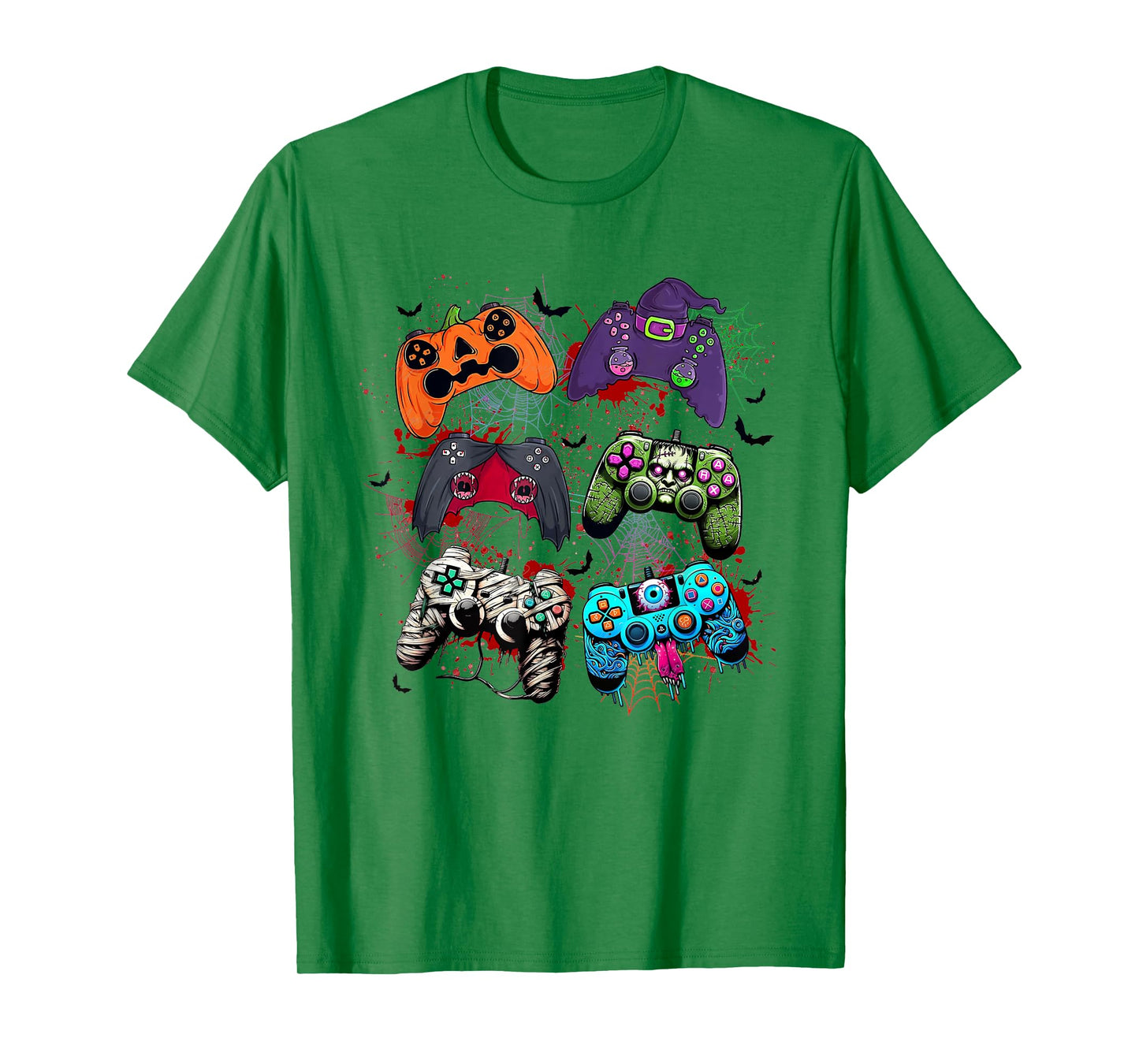 Halloween Skeleton Zombie Mummy Gaming Controllers Boys Kids T-Shirt