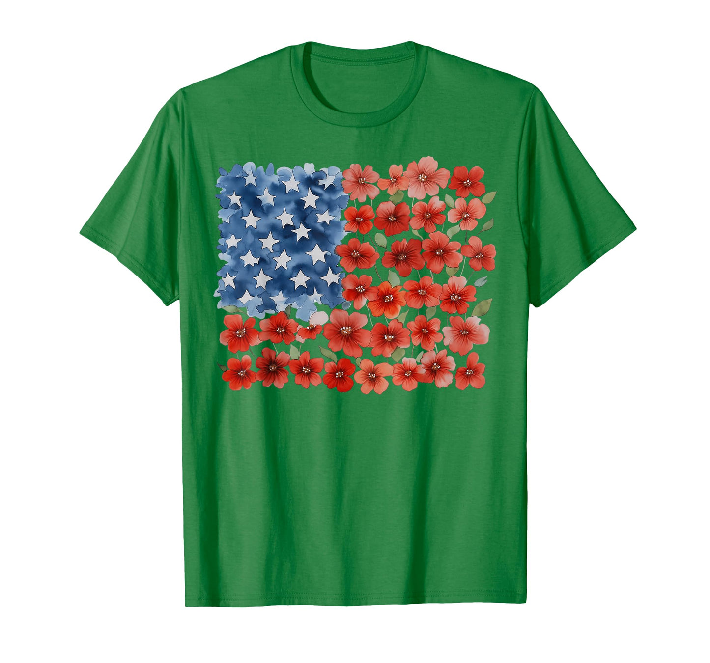 Retro Flower American Flag USA Patriotic 4th Of July Women T-Shirt