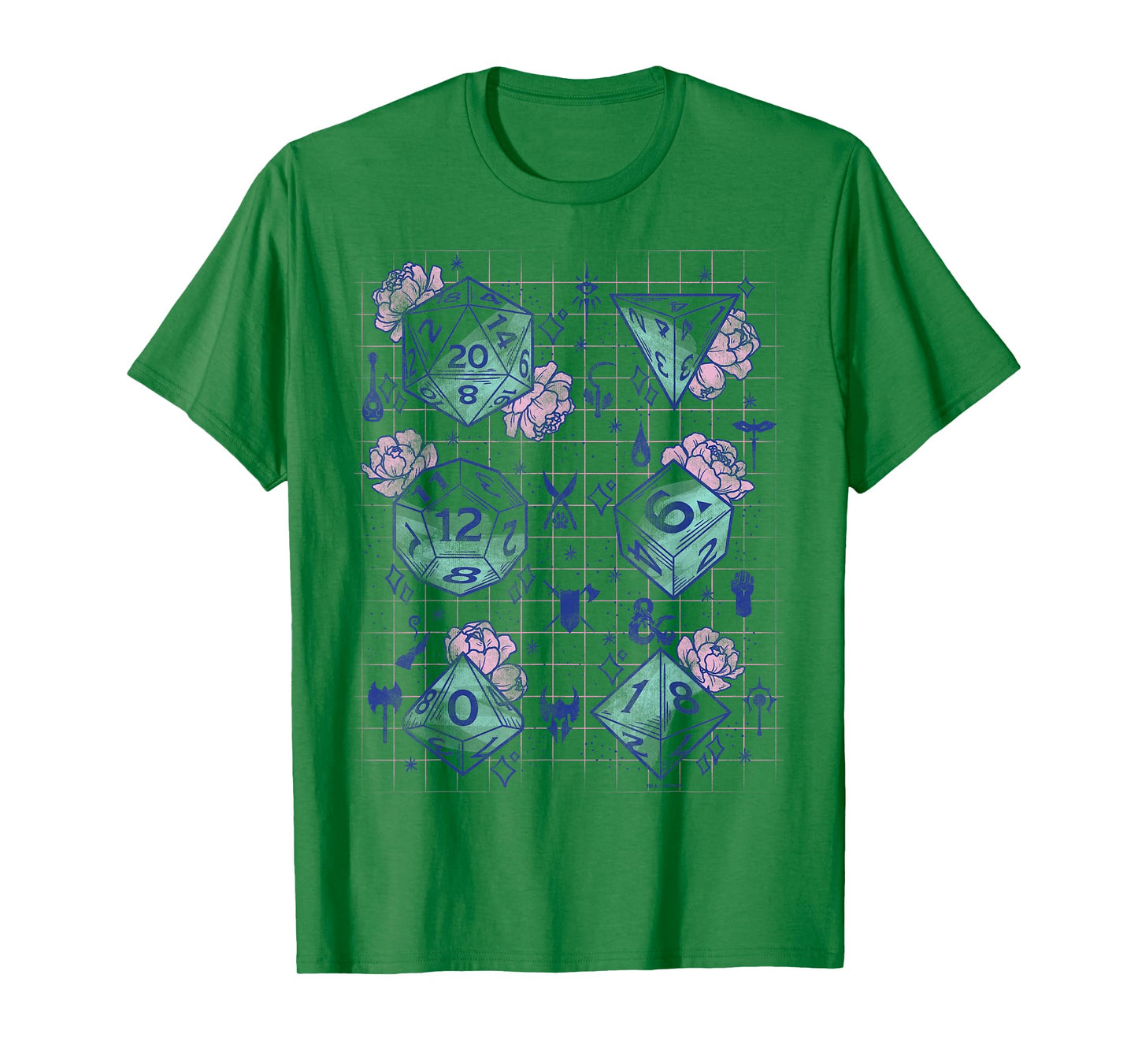 Dungeons & Dragons Floral Dice Grid T-Shirt