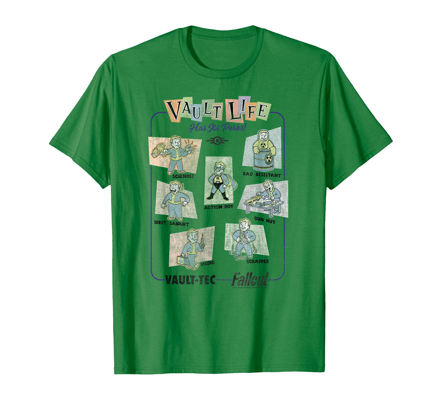Fallout Video Game Vault Life Has Its Perks Retro Collage T-Shirt