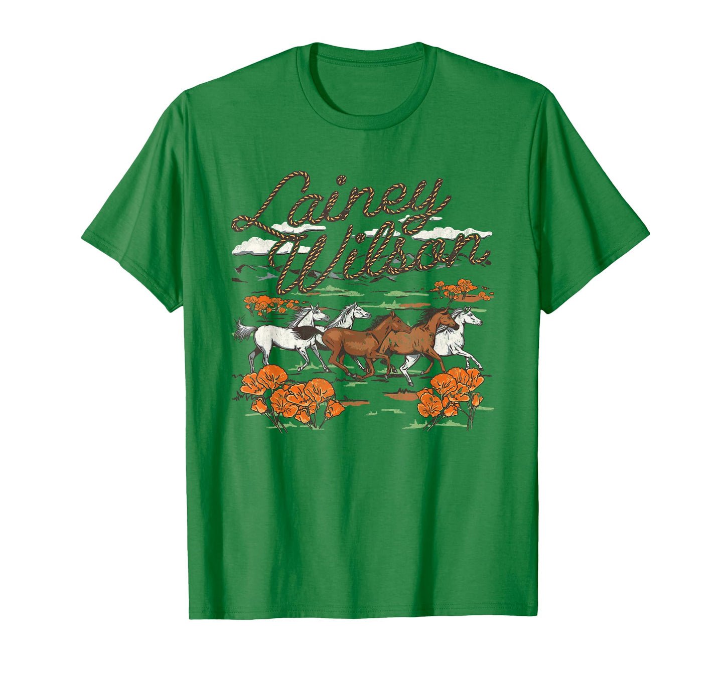 Lainey Wilson Official Wild Horses T-Shirt, Unisex-Adults, Grey, Small, Short Sleeve, Regular Fit, Cotton Blend