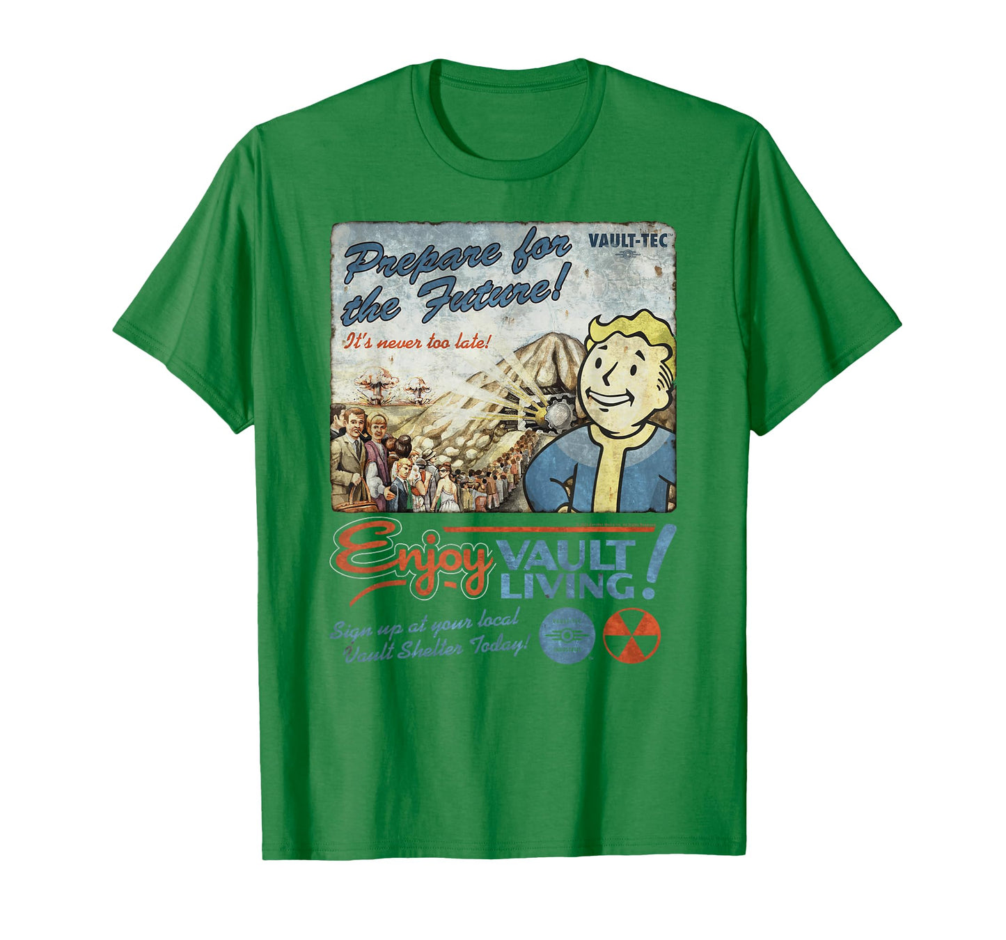 Fallout Video Game Enjoy Vault Living Vault-Tec Retro Ad T-Shirt