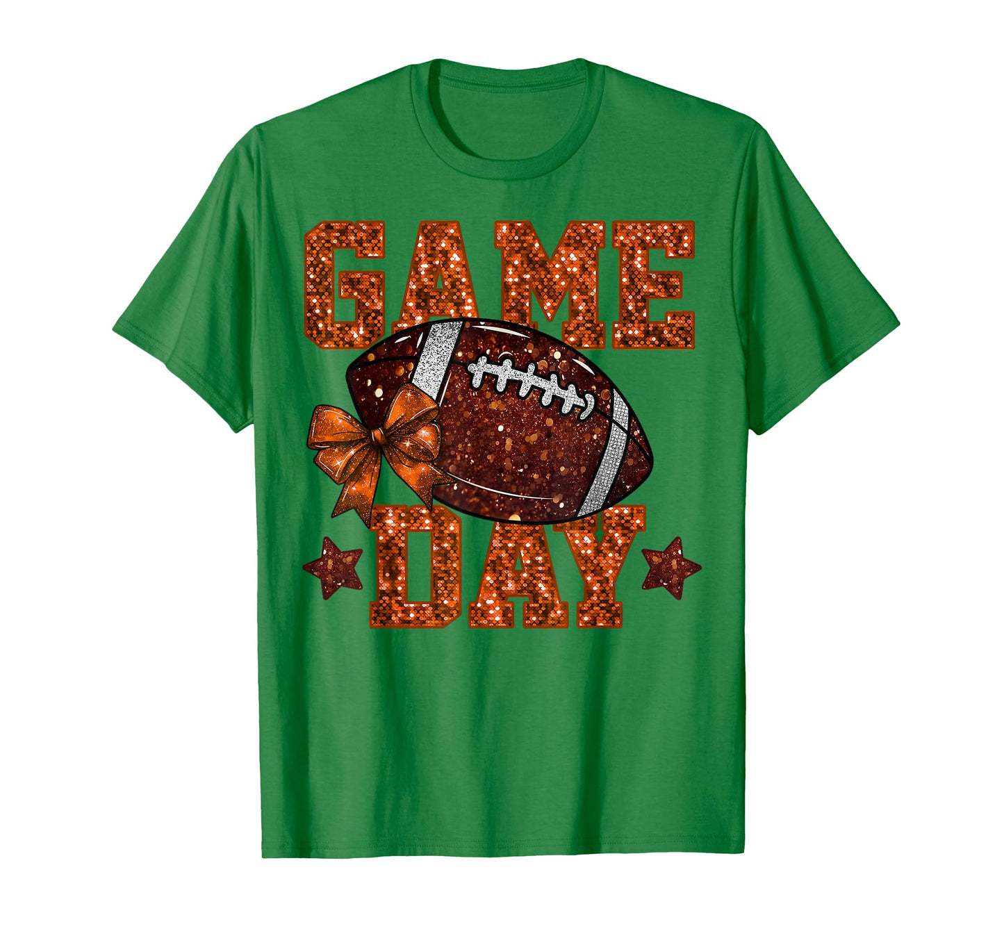 Game Day Football Orange Coquette Bow Team Spirit Touchdown T-Shirt
