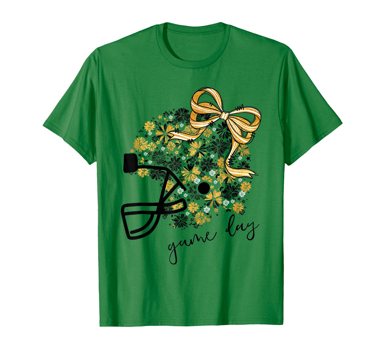 Game Day Football Season Football Mama Girl Black Gold Vibes T-Shirt