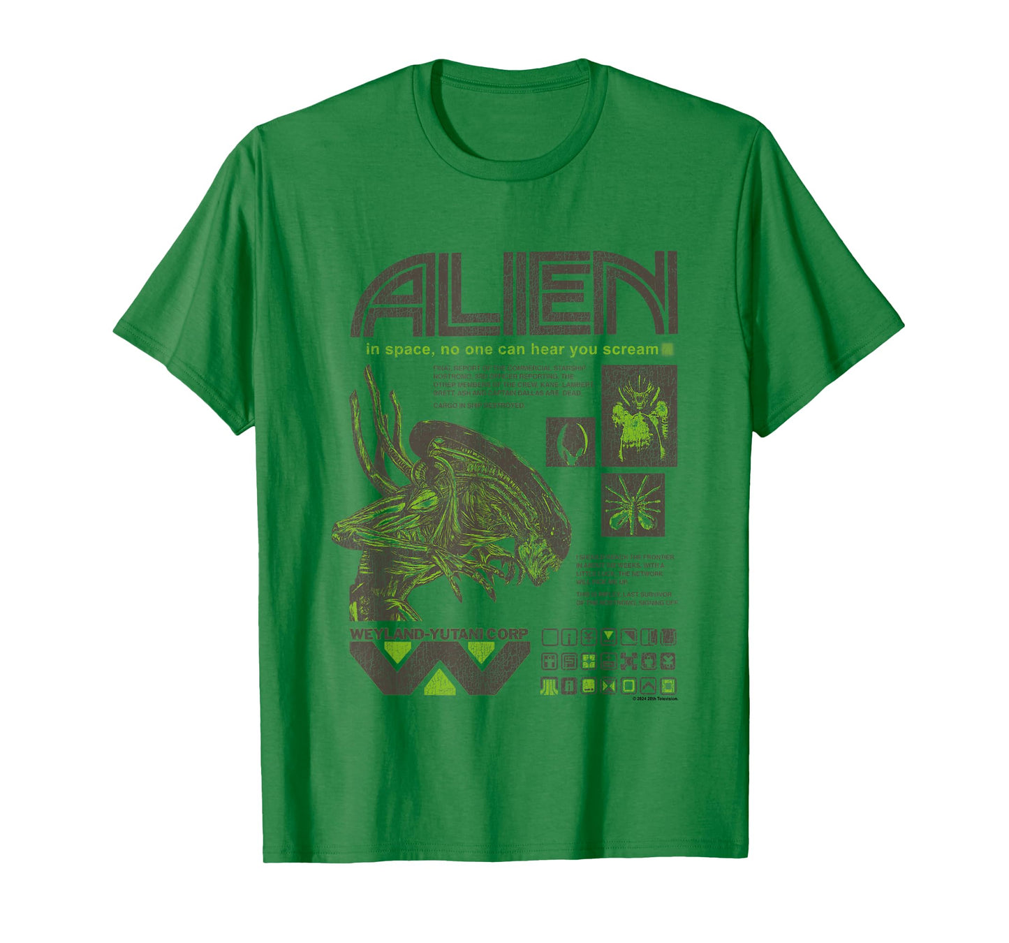 Aliens Iconic Quotes Collage Distressed Big Chest Text Logo T-Shirt