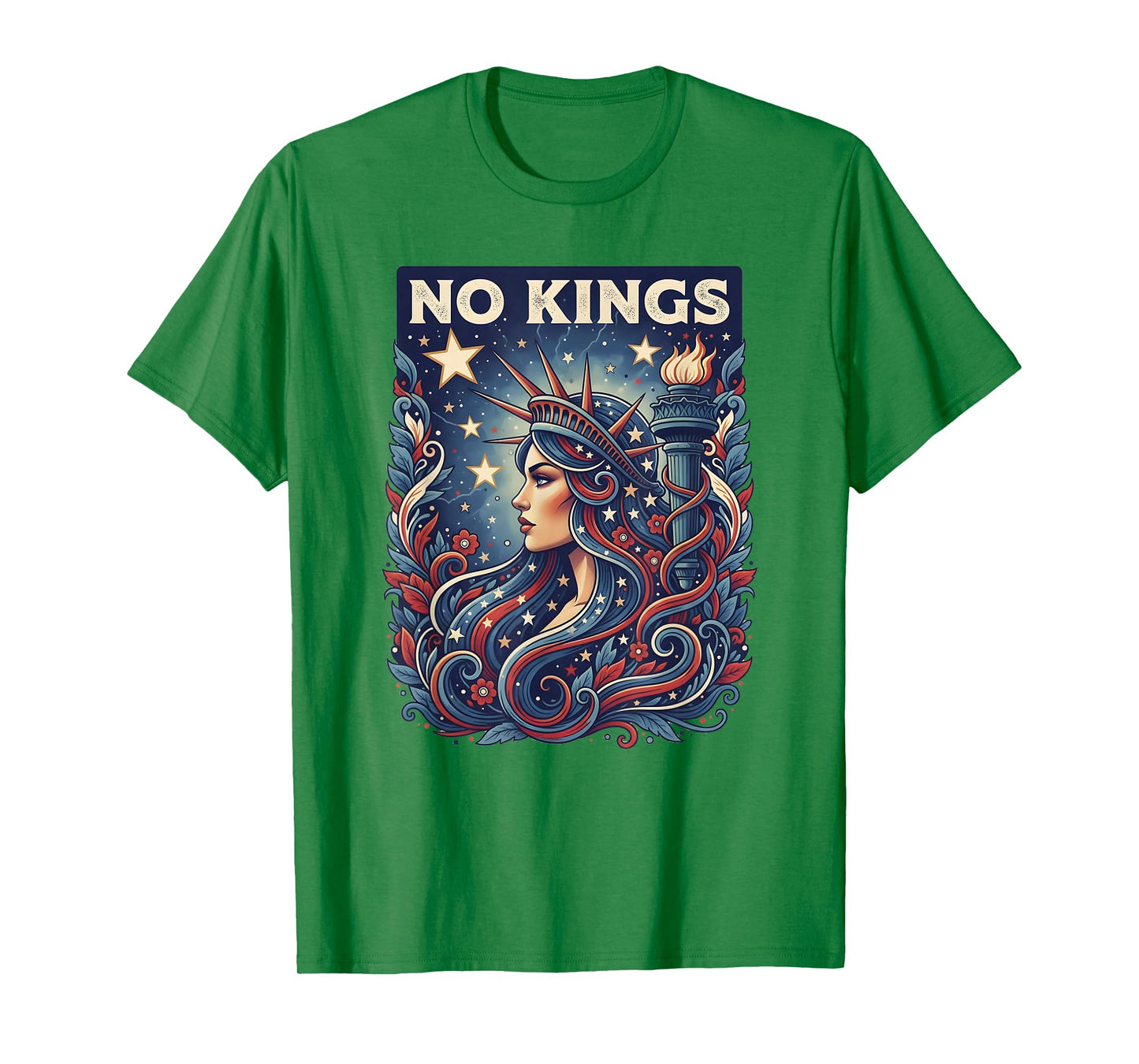 No Kings Protest Democracy Woman Liberty Art Patriotic T-Shirt