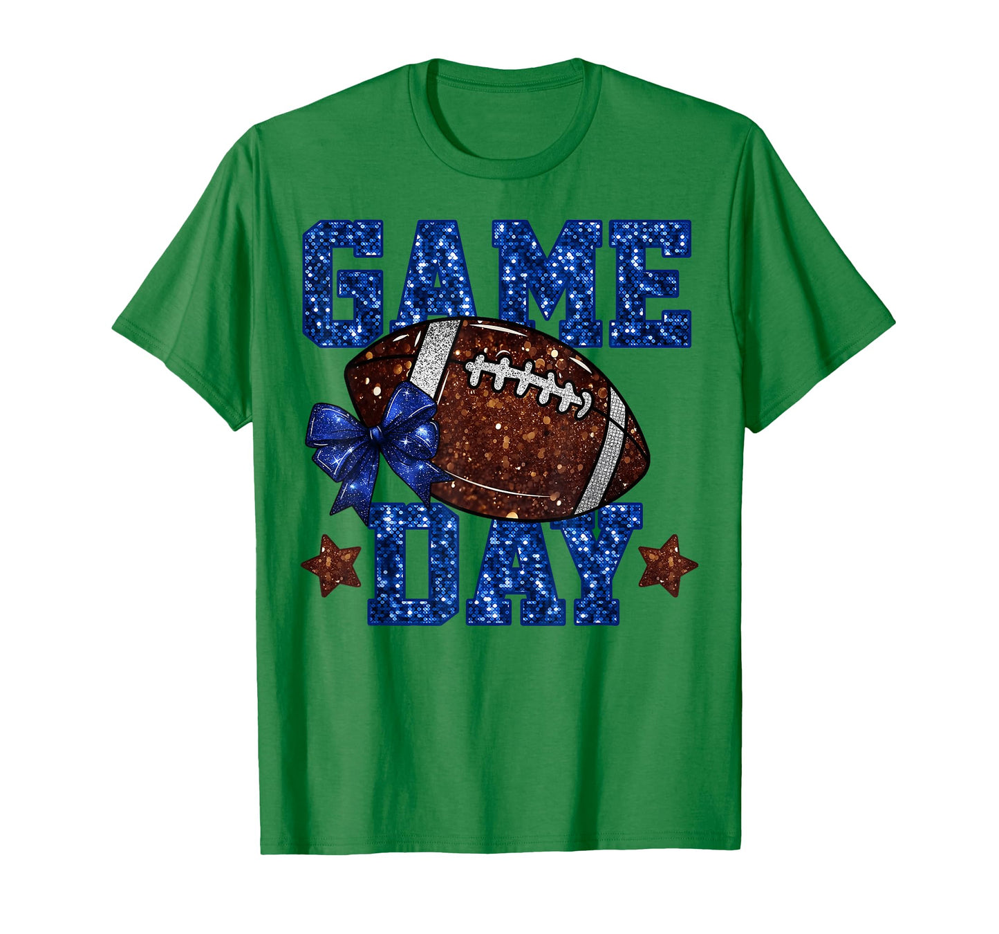Game Day Football Blue Coquette Bow Team Spirit Touchdown T-Shirt