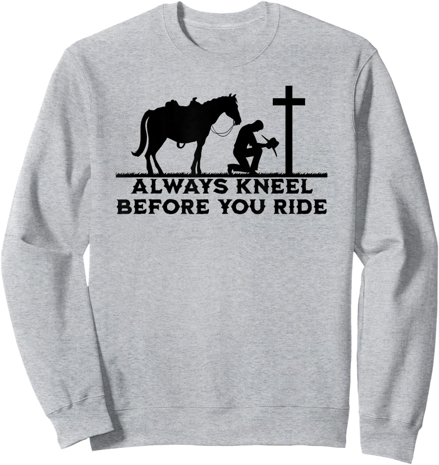 Cowboy Kneeling At Cross Christian Jesus Western Style Men Sweatshirt - Sweatshirt | Ash