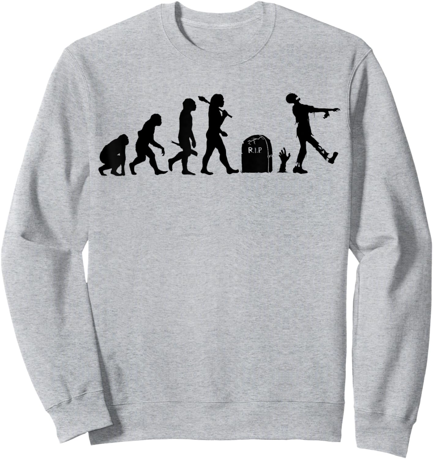 Zombie Evolution Funny Evolution of the Zombie Sweatshirt - Sweatshirt | Ash