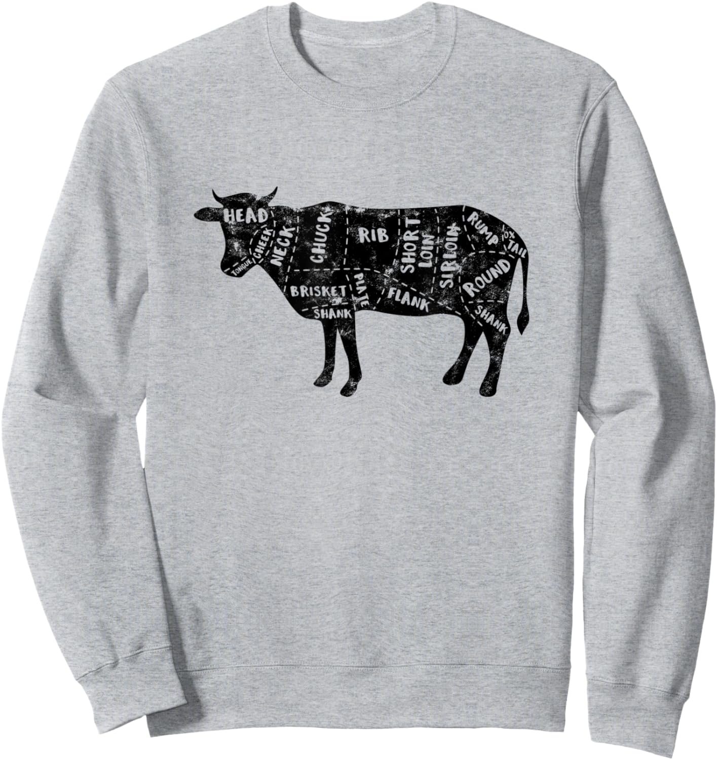 Cow Butcher Beef Cuts Diagram - Meat Cutting Cooking Butcher Sweatshirt - Sweatshirt | Ash