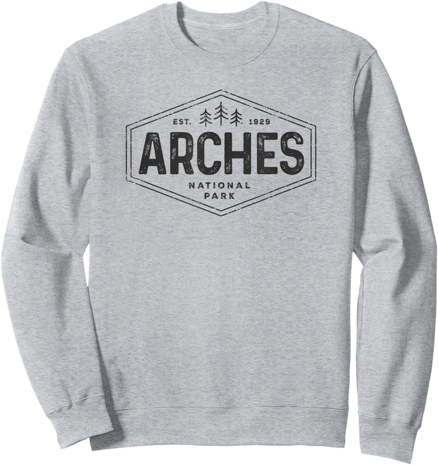 Arches National Park Utah Hiking Women Men Hexagon Badge Sweatshirt - Sweatshirt | Ash