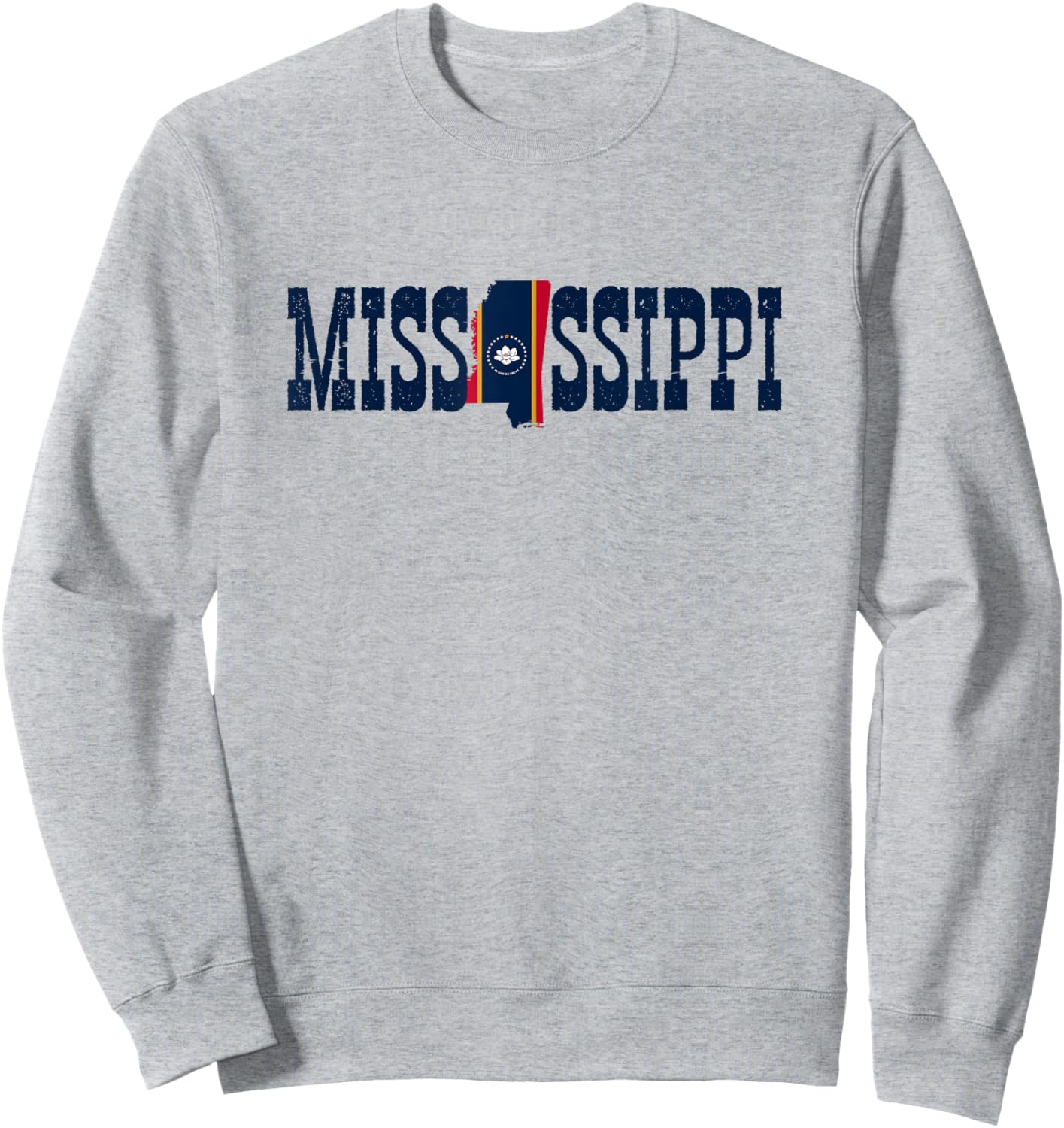 Jersey Mississippi Clothing Souvenir Men Mississippi State and Mississippi Flag Pride Sweatshirt - Sweatshirt | Ash