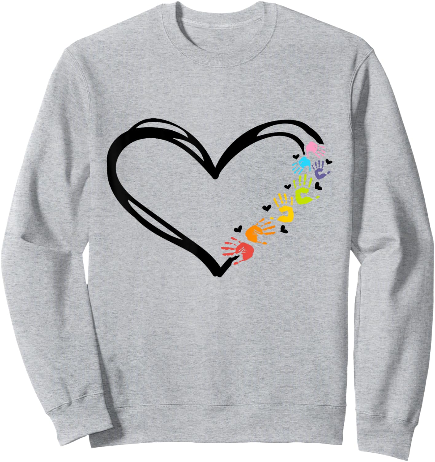 Daycare Provider Heart Hand Prints Sweatshirt - Sweatshirt | Ash