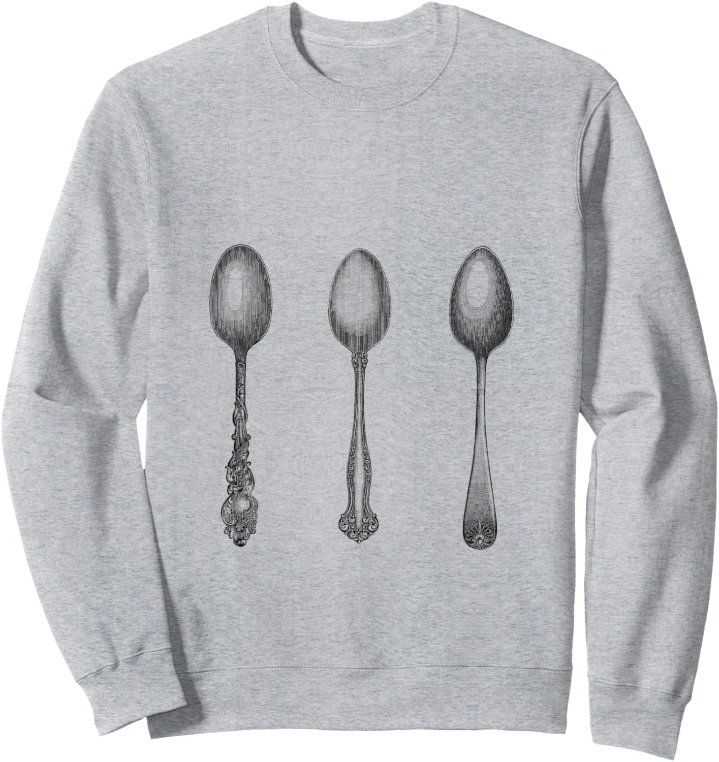 Antique Spoons print three spoonie silverware etched vintage Sweatshirt - Sweatshirt | Ash