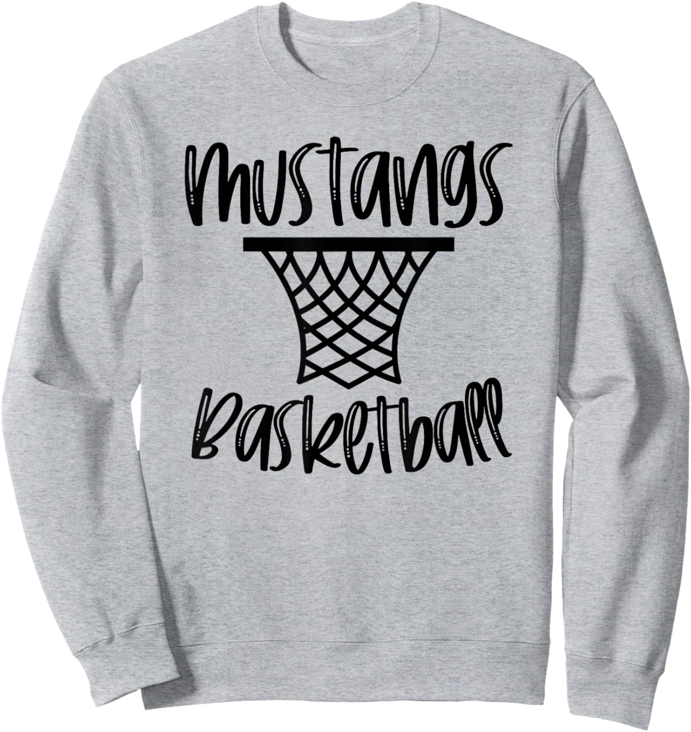 Mustangs Basketball Team Mascot School Spirit Game Night Sweatshirt - Sweatshirt | Ash