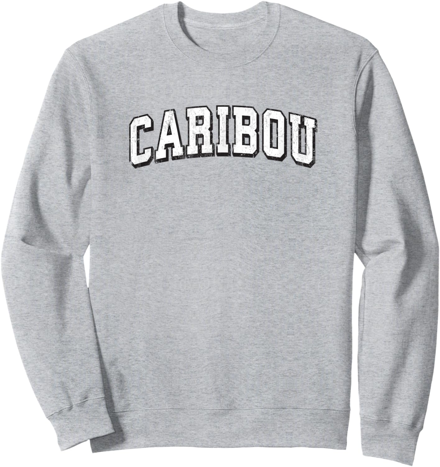 Caribou Maine Vintage Athletic Sports B&W Print Sweatshirt - Sweatshirt | Ash