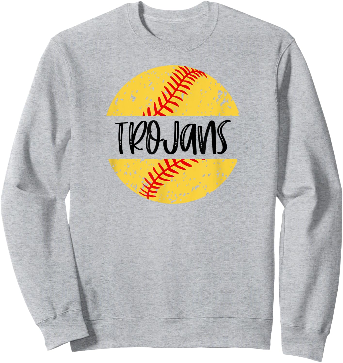 Trojans Softball Team Mascot School Spirit Game Day Sweatshirt - Sweatshirt | Ash
