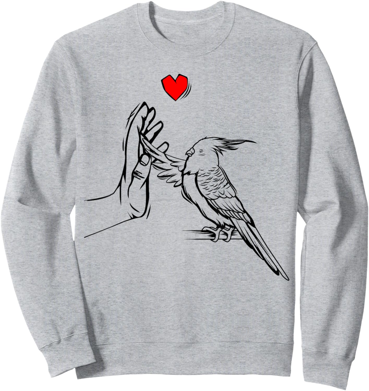 Cockatiel Love Heart Bird Parrot Sweatshirt - Sweatshirt | Ash