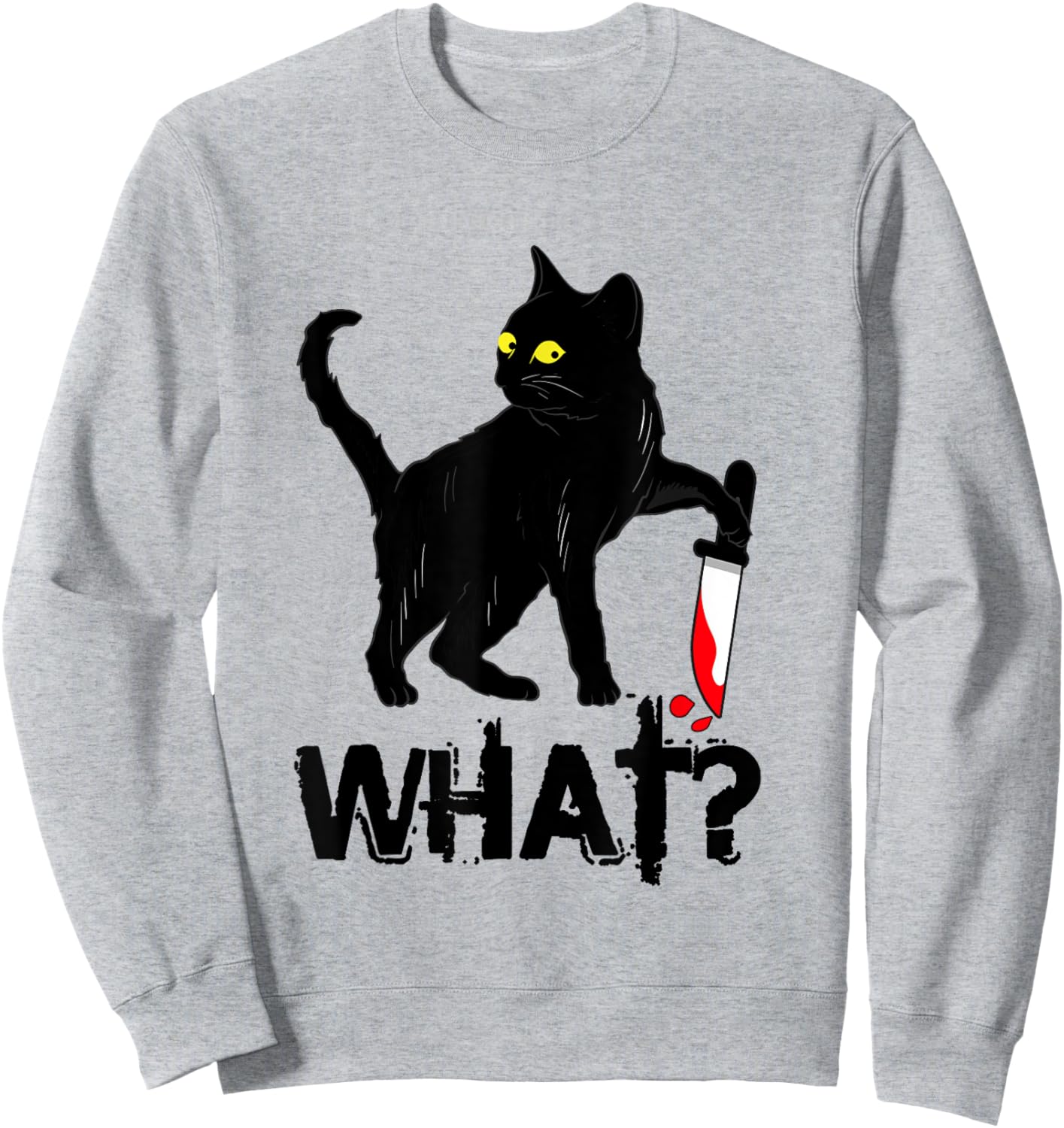 Cat What Shirt Murderous Black Cat With Knife Halloween Sweatshirt - Sweatshirt | Ash