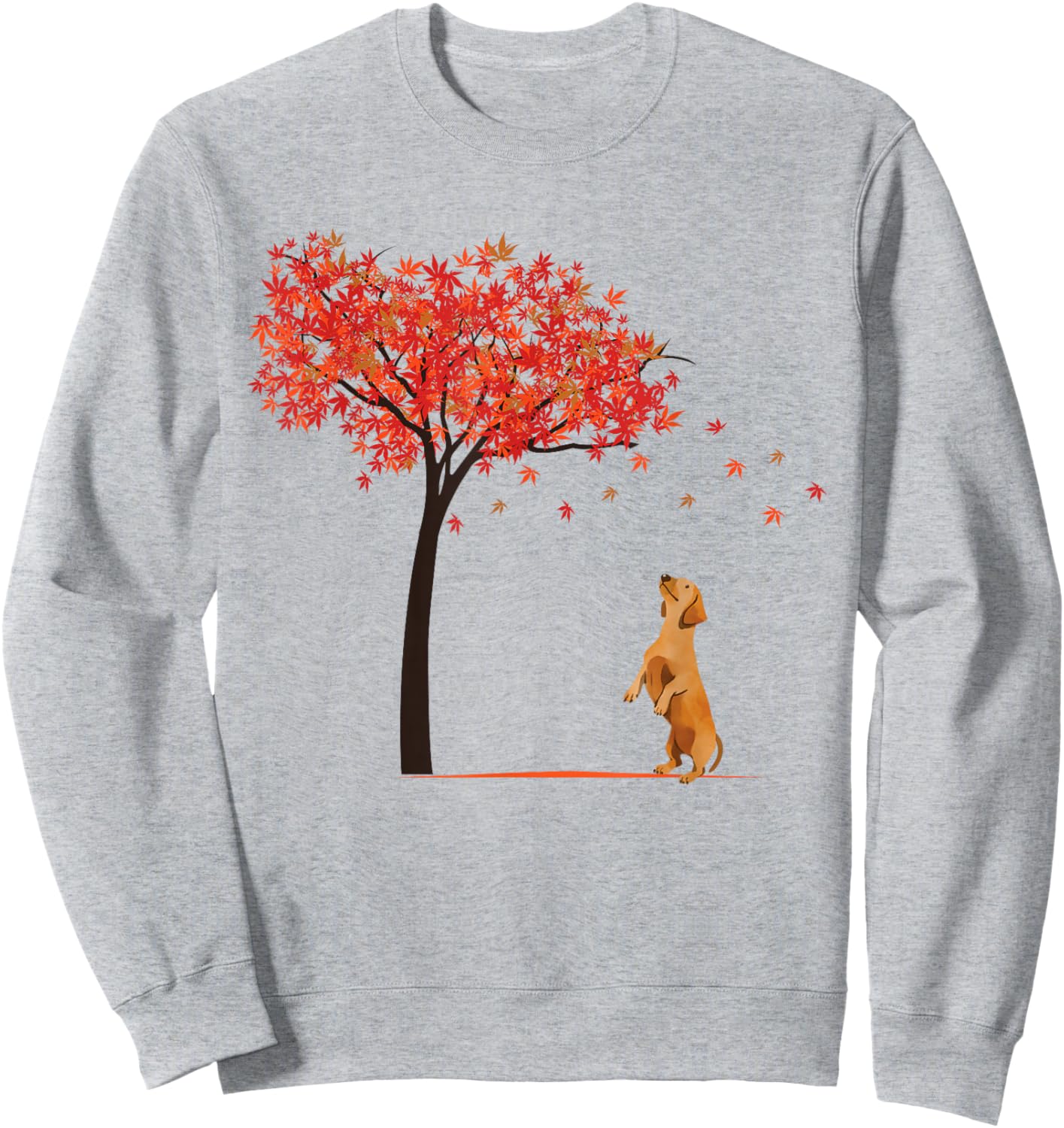 Dachshund Maple Tree Thanksgiving Day Cute Dog Doxie Fall Sweatshirt - Sweatshirt | Ash