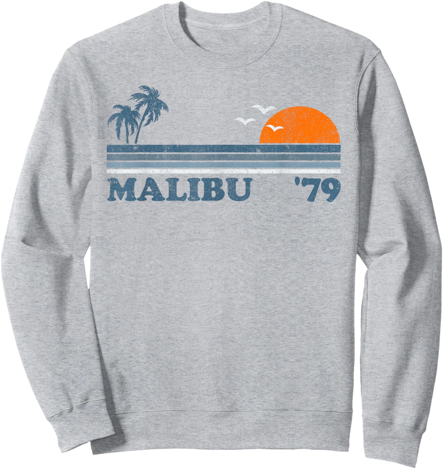 Vintage Malibu California Beach Retro Sun Surfing 70's Gift Sweatshirt - Sweatshirt | Ash
