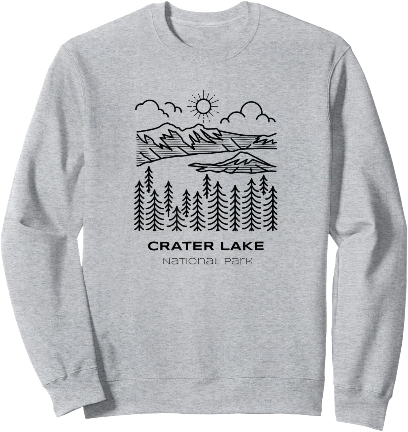 Vintage Crater Lake National Park Hike Sweatshirt - Sweatshirt | Ash