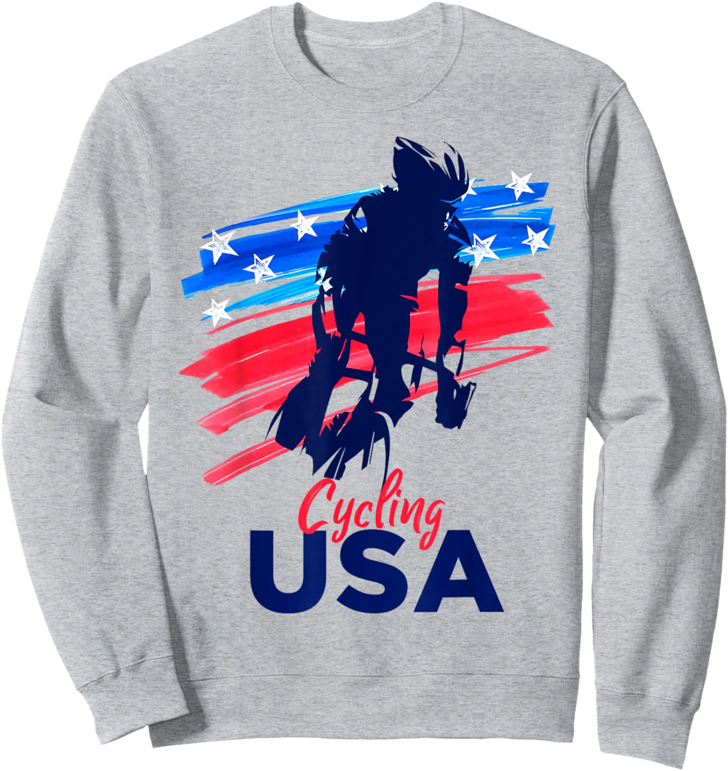 Cycling USA Flag Bicycle Team Player Cycling Lover Sweatshirt - Sweatshirt | Ash