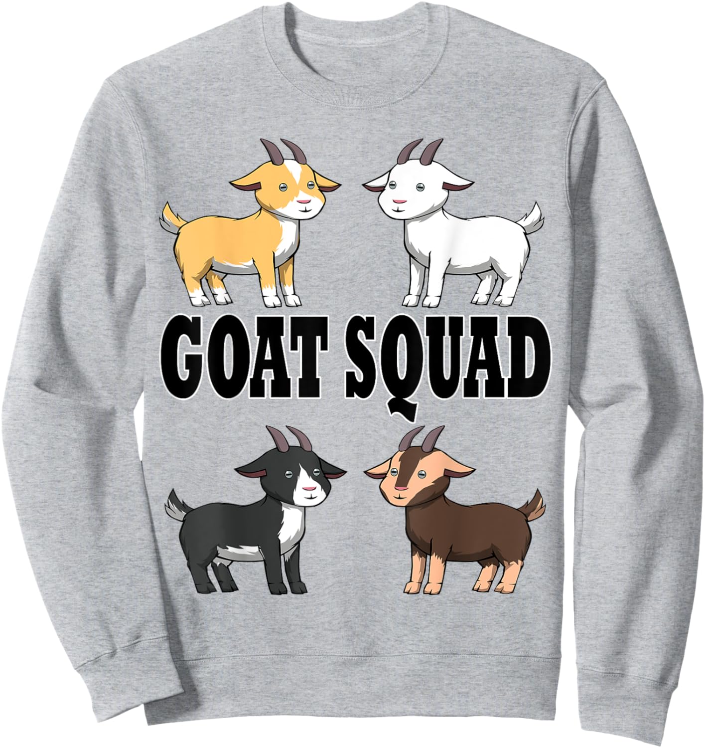 Smiling Goats Ironic Farm Animals Sweatshirt - Sweatshirt | Ash