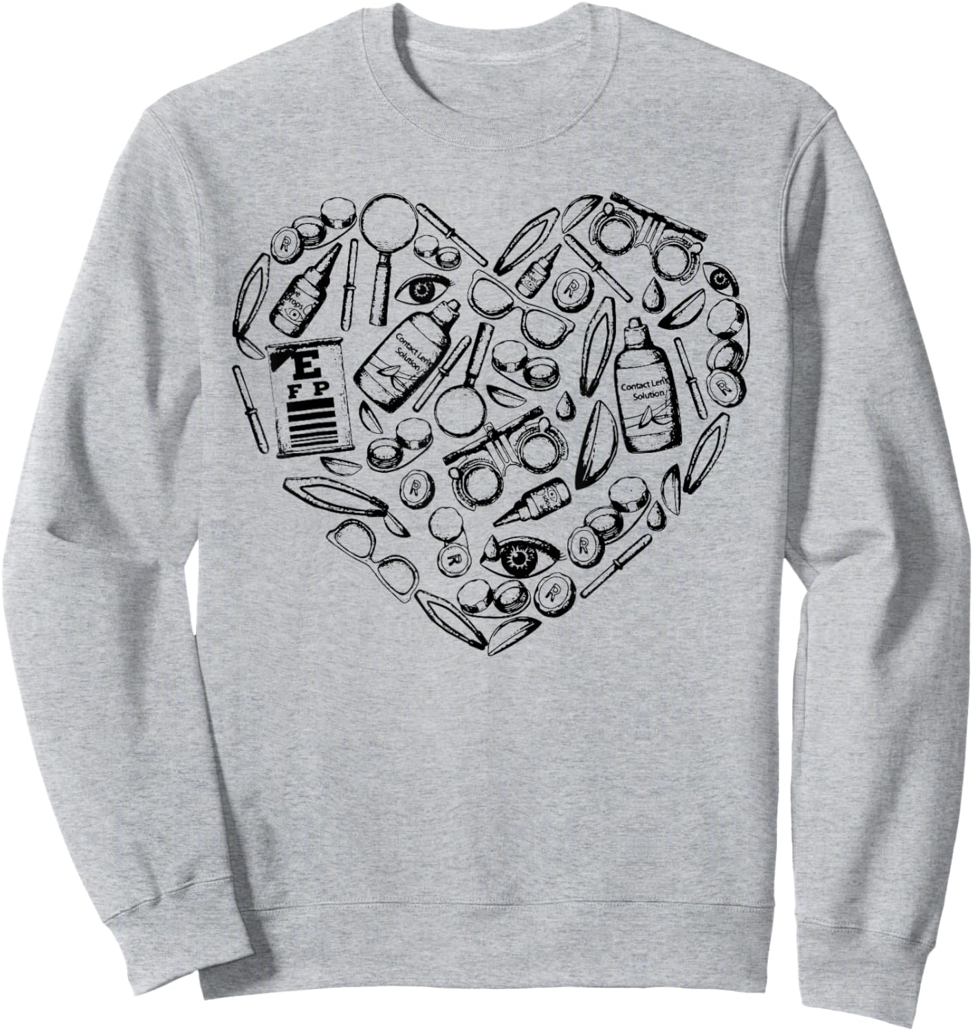 Optometry Symbols Heart, Eyeglasses Spectacles, Optician Lif Sweatshirt - Sweatshirt | Ash
