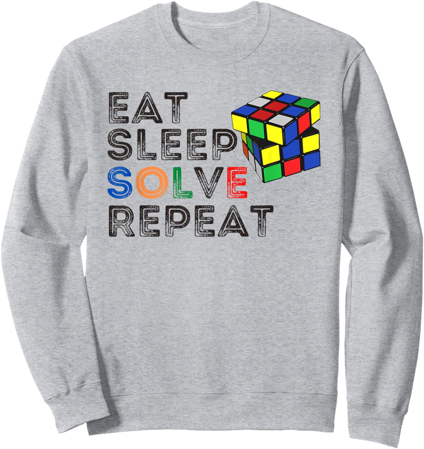 Eat Sleep Solve Repeat Retro Speedcubing Cubing Puzzle Cube Sweatshirt - Sweatshirt | Ash