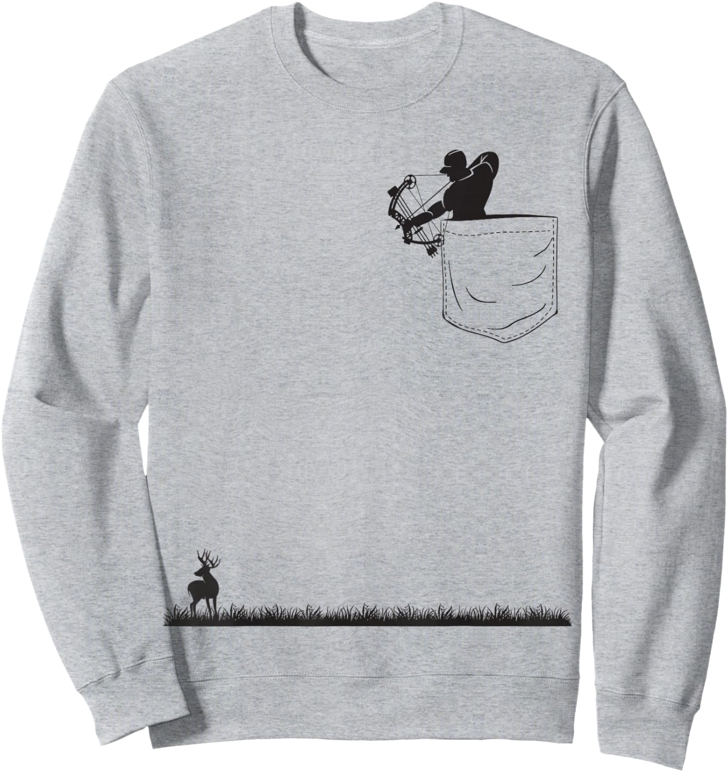 Bowhunt Shirt | Archer Deer Hunter Pocket Bowhunt Sweatshirt - Sweatshirt | Ash