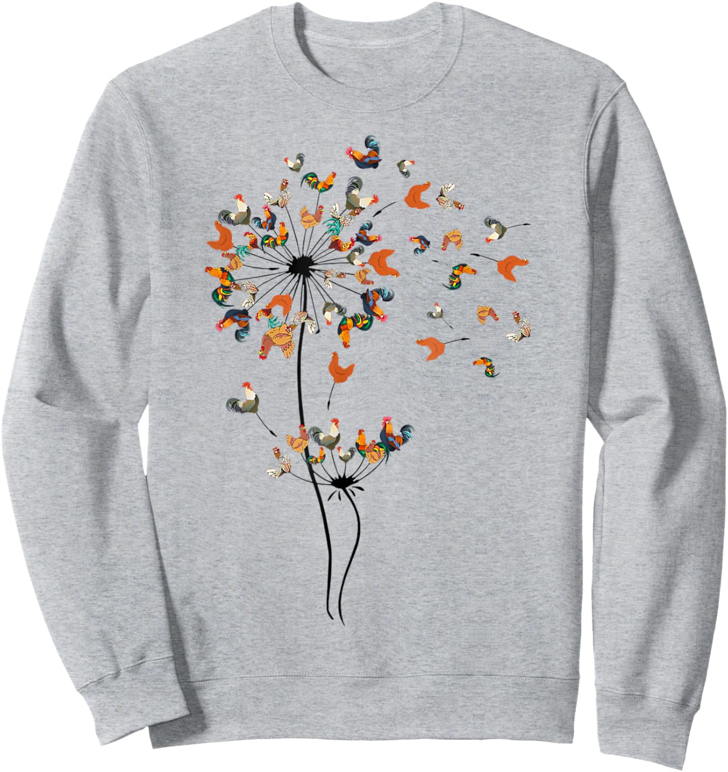 Chicken Lover Dandelion Chicken Flower Animal Farm Sweatshirt - Sweatshirt | Ash