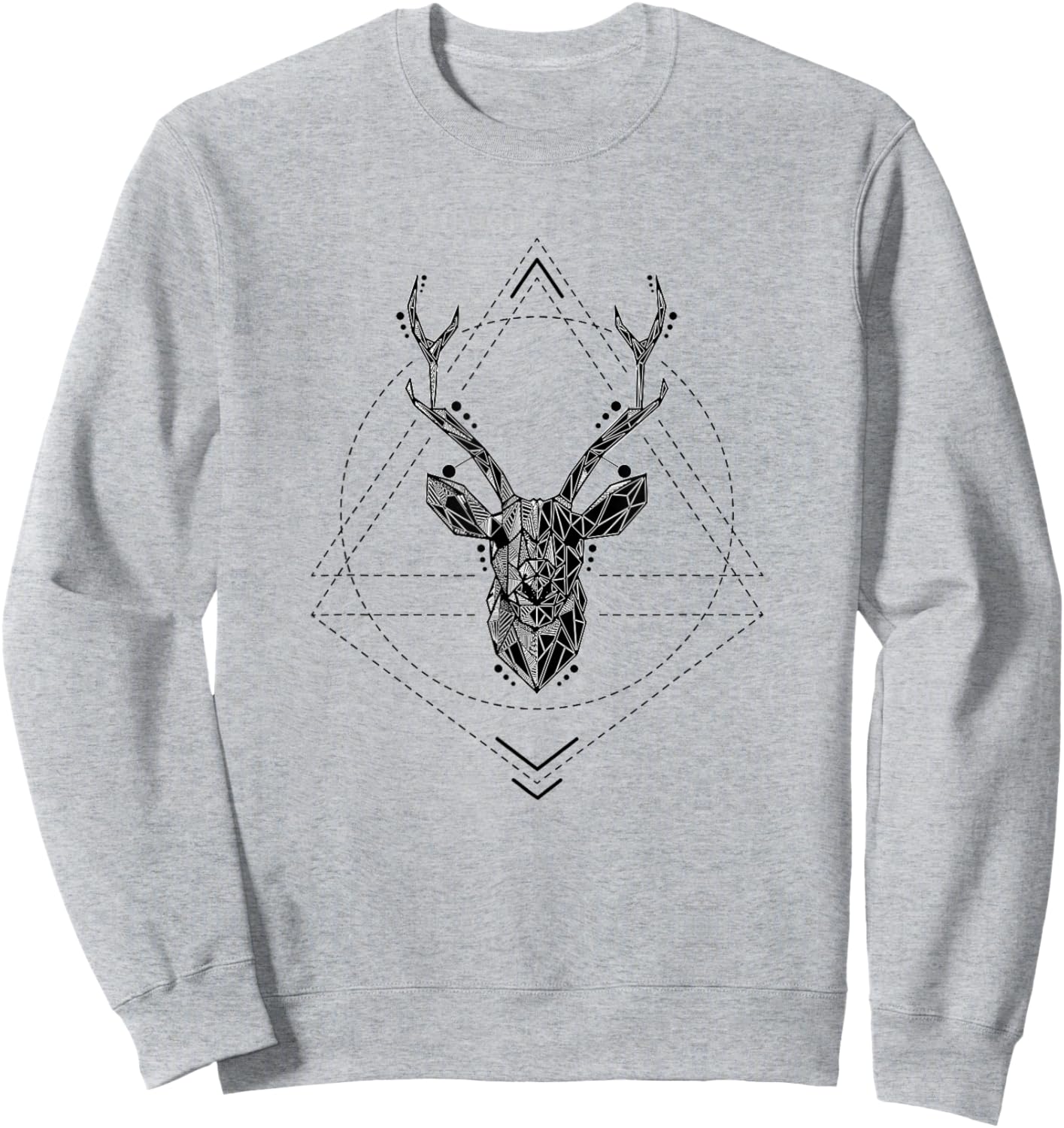 Deer Antlers Graphic Geometric Hunter Sweatshirt - Sweatshirt | Ash