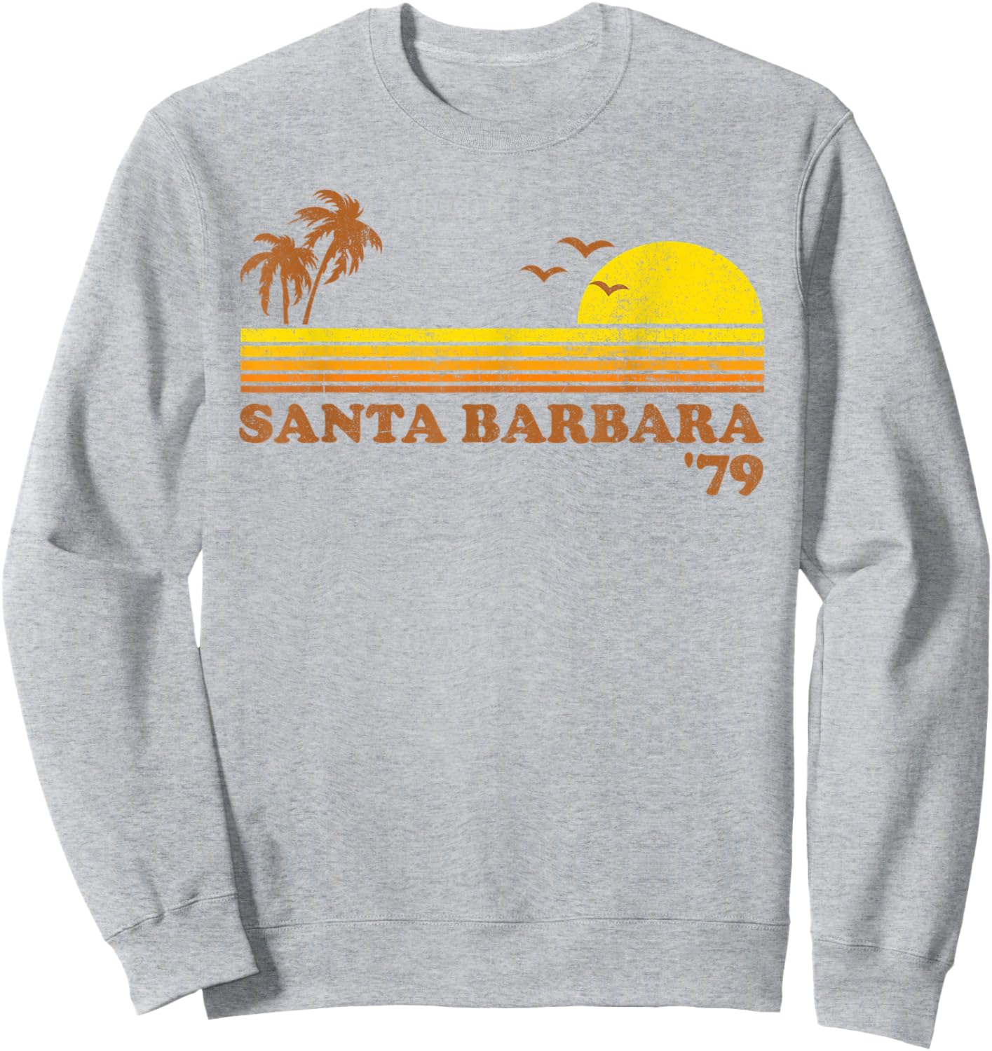 Vintage Santa Barbara Beach California Retro Sunset 70s Gift Sweatshirt - Sweatshirt | Ash