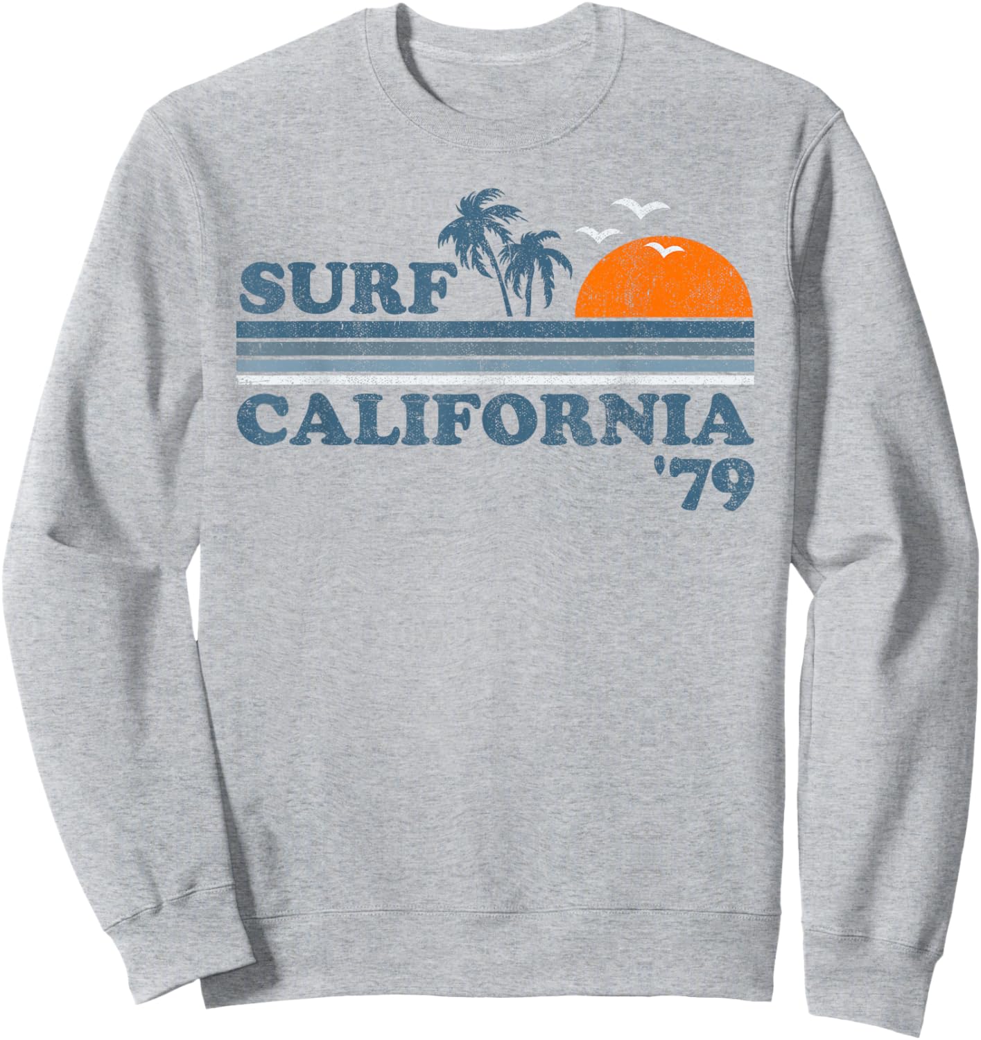 Vintage Surf California Beach Retro Sunset Surf 70's Gift Sweatshirt - Sweatshirt | Ash