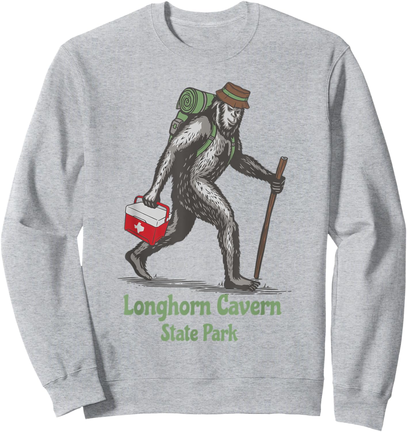 Bigfoot Sighting Longhorn Cavern State Park Texas Souvenir Sweatshirt - Sweatshirt | Ash