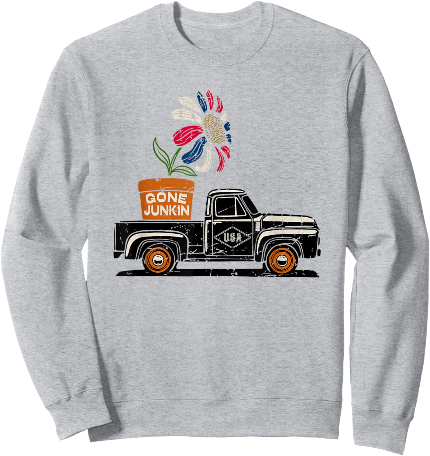 Gone Junkin - Antique Junk Thrifting Hunt Patriotic American Sweatshirt - Sweatshirt | Ash
