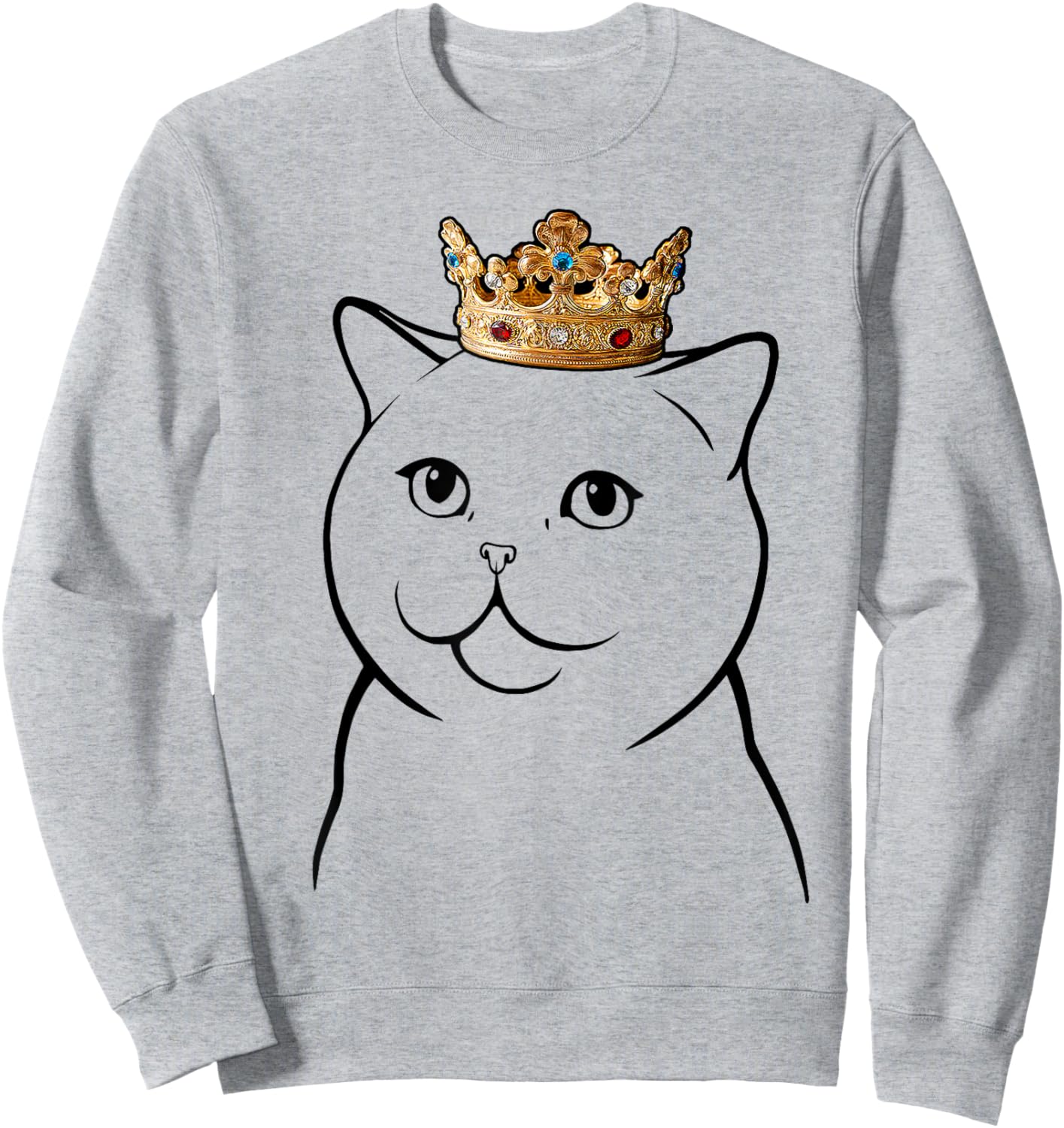 British Shorthair Cat Wearing Crown Men Women Kids Sweatshirt - Sweatshirt | Ash